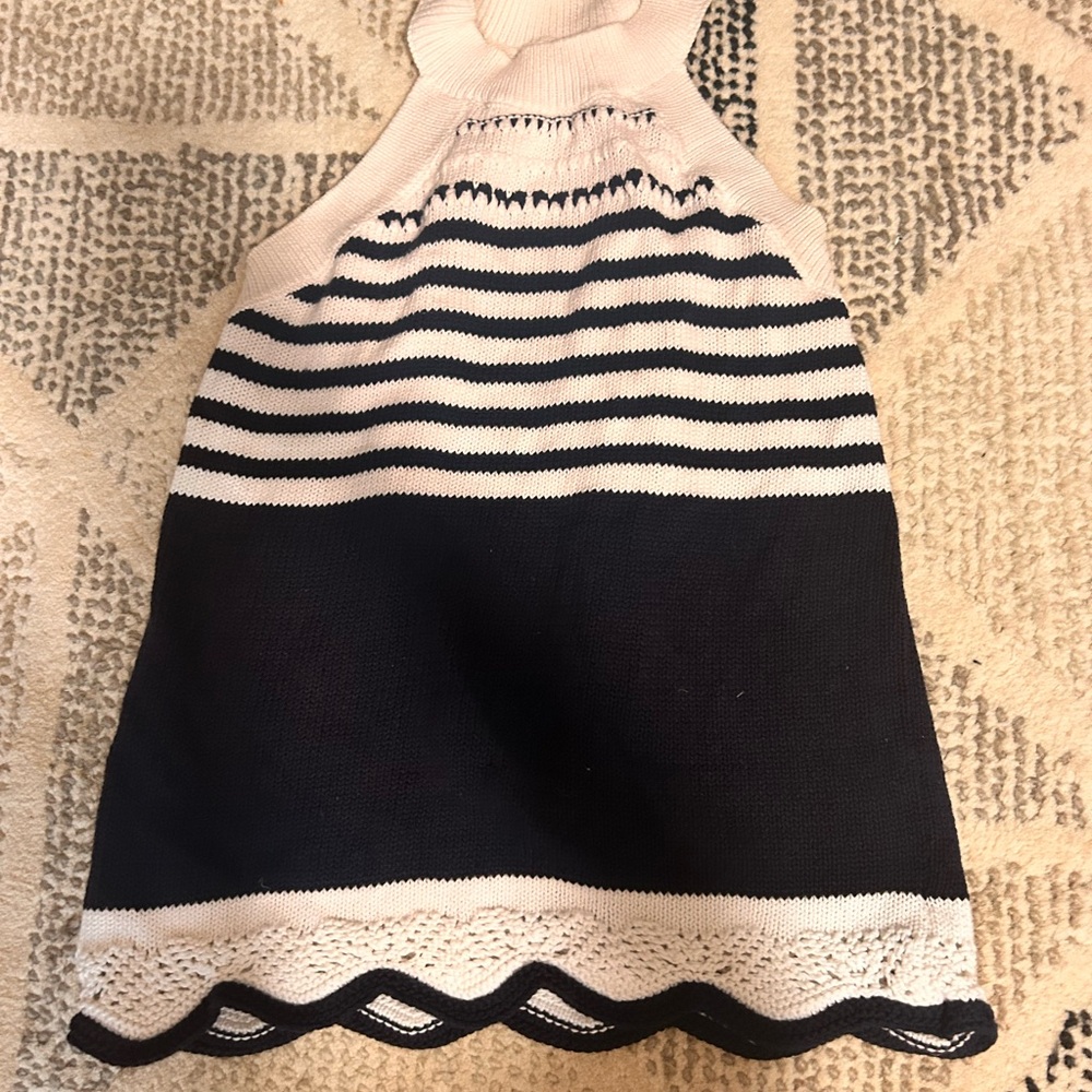 LOFT: knitted blue and white halter top